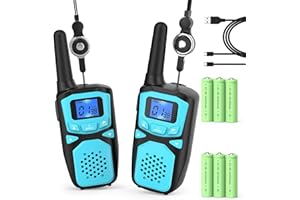 WOKTOK Walkie Talkies for Kids Rechargeable, 2 Pack Long Range Walkie-Talkie for Small 2 Way Radio Hands-Free Outdoor Camping, Hiking Talki with Wearable Lanyard Birthday Xmas Toys Gifts for Boys Girls Kids