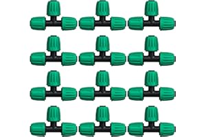 JAYEE 1/2 Inch Drip Irrigation Fittings, 12 Pcs Lock Barbed Tee for 1/2 in Vinyl Tubing, Drip Line Parts 3-Way Tees Irrigation Connectors for Drip Sprinkler Garden Lawn Watering Systems, Green