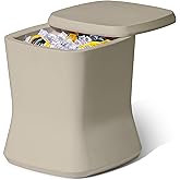Coast Modern Outdoor Side Table Cooler- 2 in 1 Patio Decor Storage Table & Ice Chest - 25 QT - White, Gray, Sand, Stone Blue,