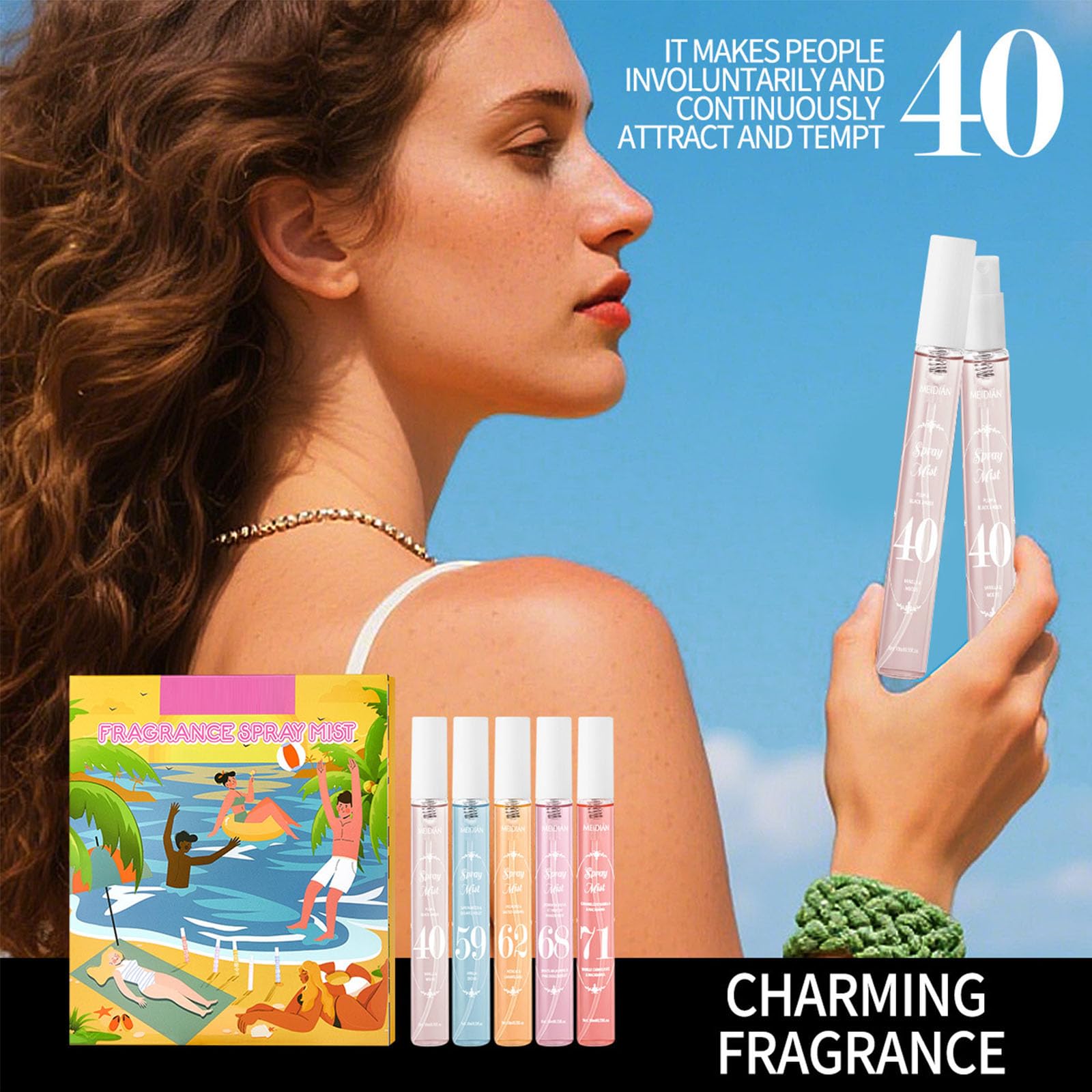 MeiPlumLai Perfume Fragrance Mist,Hair & Body Perfume Spray Set,Long-Lasting Fresh Fruity Spray for Women,Travel Size Mini Fragrance Mist Gift Set,5 Scents(40.59.62.68.71)