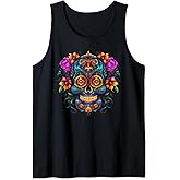 Day Of The Dead Flower Sugar Skull Dia de Los Muertos Tank Top