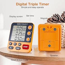 Digital Dual Kitchen Timer, 3 Channels Count
