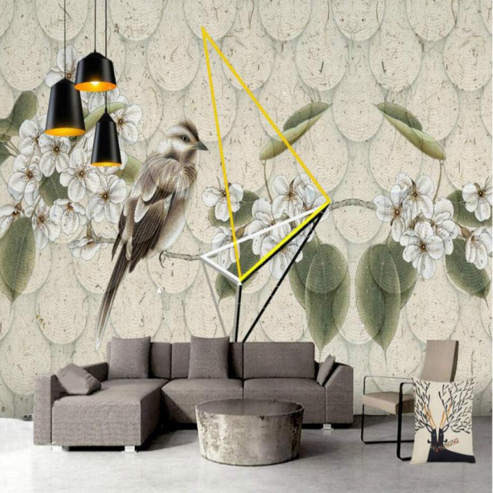 Amazon Co Jp Wuyyii 鳥の花のビンテージ背景の壁紙のためのリビングルームのホームセンターの壁紙の絵画壁画シルク紙の3d 1x100cm Diy 工具 ガーデン