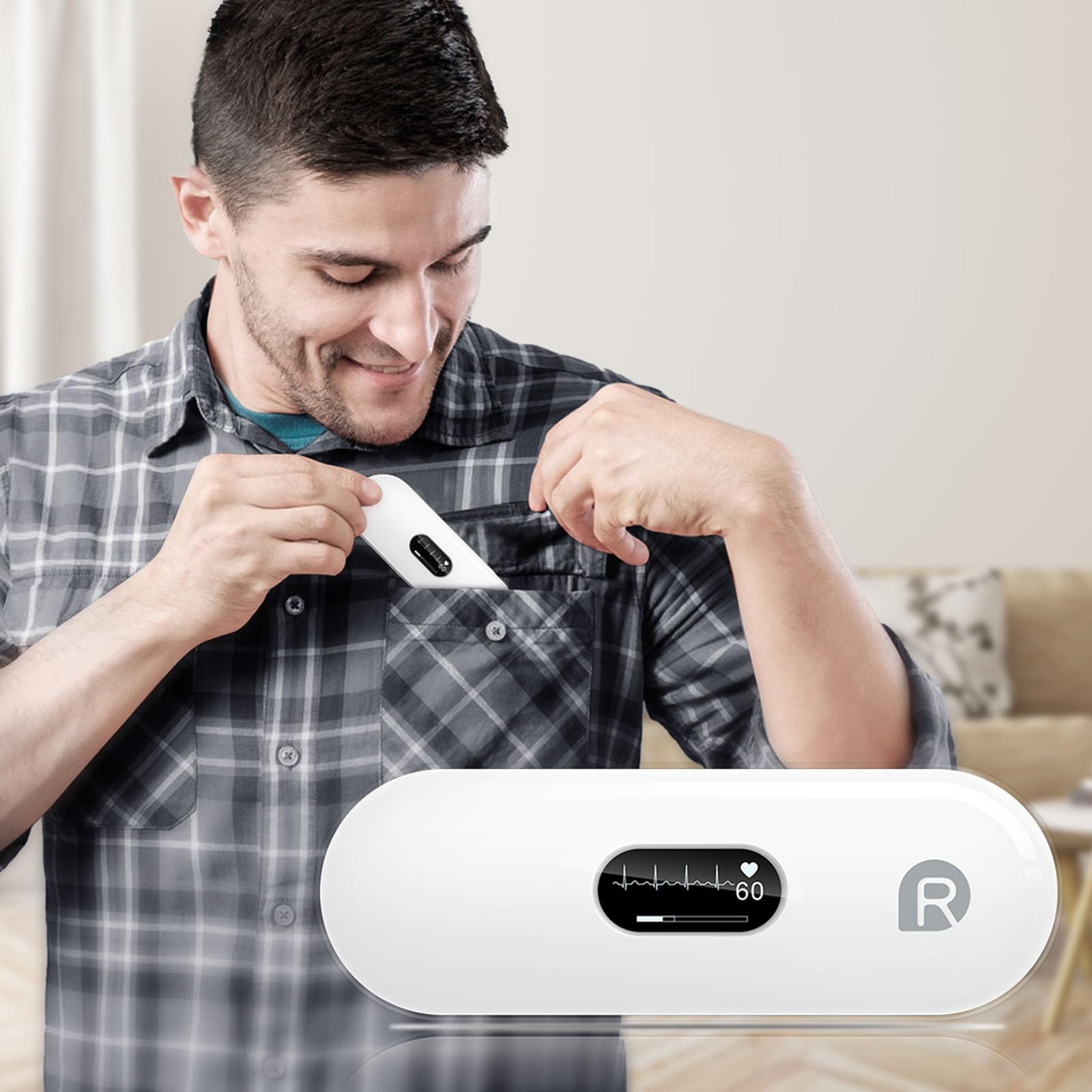 CheckMe DuoEK-S Mobiles EKG Gerät, Wireless Bluetooth EKG Messgerät mit Analysebericht, 0,96 Zoll OLED-Bildschirm, 30s - 5 mins, Herzfrequenzmonitor, APP für iOS/Android 7