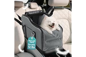 VVWVVW Center Console Dog Car Seat - Suitable for Small Dogs and Puppies Up to 12 lbs,Portable Armrest Booster with Safety Belt, Easy-Clean Technical Cloth,Safety Leash,Storage Bag,Multi-Function Pet Carrier
