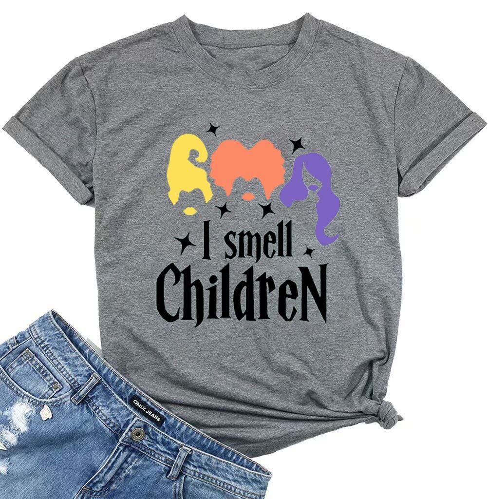 Halloween Tshirt Women I Smell Children Short Sleeve Letters Shirt With
