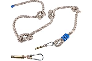 MONT PLEASANT Climbing Rope for Kids, 8.2 FT Long with 4 Knotted Steps, Playground Accessories, Rope Swing for Obstacle Course, Treehouse Swingset Accessories Training for Kids Outdoor（Grey）