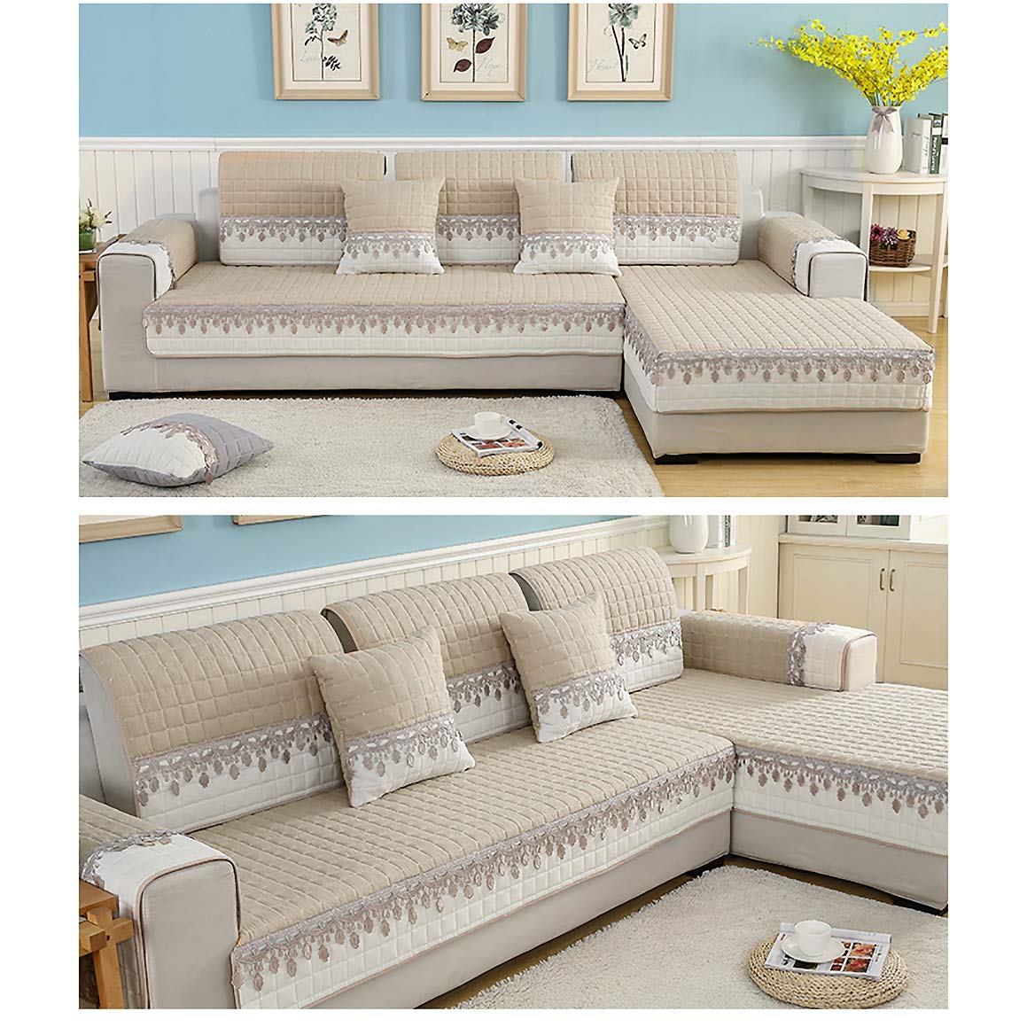 Amazon.com: SANDM Jacquard Sofa slipcover, Anti-Slip Sofa ...