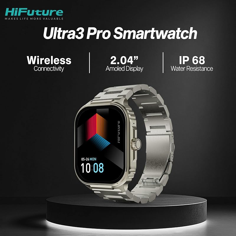 Smartwatch Ultra 3 Pro AMOLED, IP68 e 10 dias de Autonomia, Prata