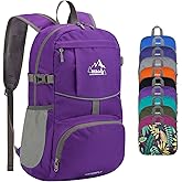 WATERFLY Hiking Packable Daypack Backpack: 25L Ultra Lightweight Day Pack for Woman Man - Small Compact Folding Back Pack for Outdoor Sport Cycling Camping Travel Trip - Purple
