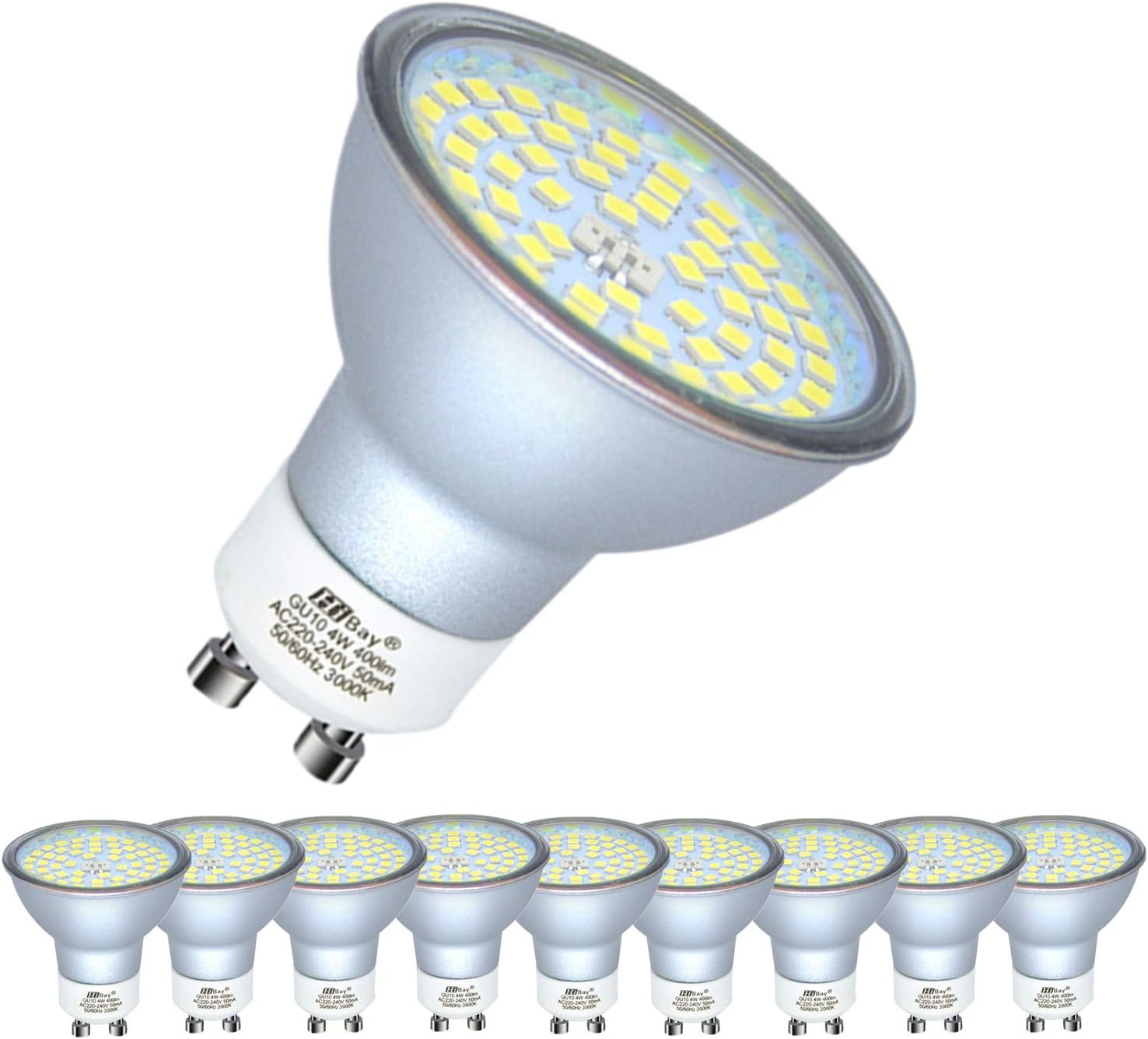 HiBay 10x 4W GU10 LED Bulbs Warm White,Energy Saving Spot Light Bulb 3000K Replace 35W-45W Halogen 240V for Ceiling Spotlights Downlights