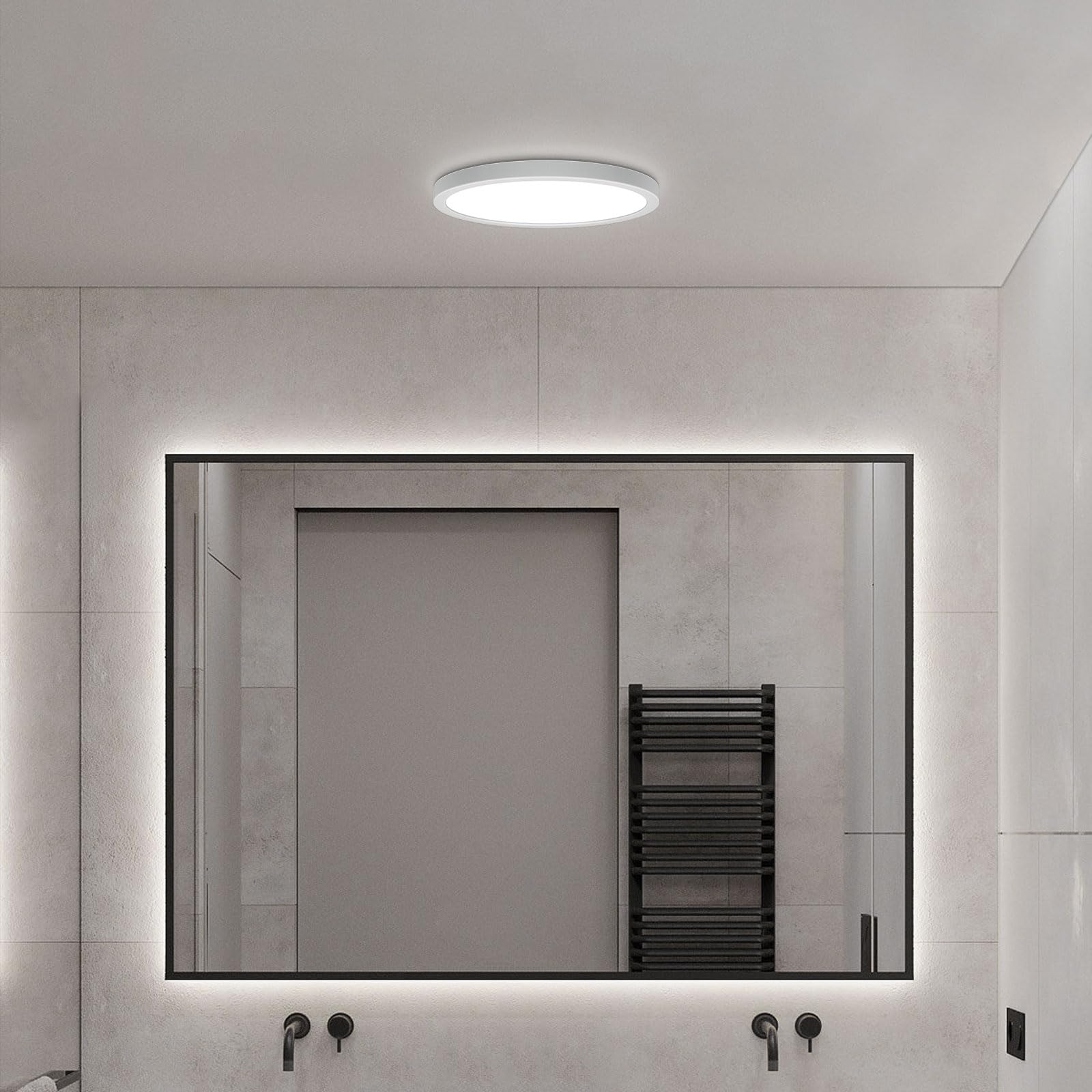 VIPMOON 9W LED Ceiling Light, Mini Size Ultra-Slim Bathroom Light, Modern LED Ceiling Lamp, Cold White 6500K, Indoor Flush Mount Round Light for Office, Living Room, Bedroom, Kitchen, Hallway, Porch