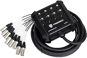 PRORECK 8-Channel Low Profile XLR Send Circuit Board Snake Cables, XLR Splitter Cable for Live, Recording, Stage, Studio, 25 Feet Long