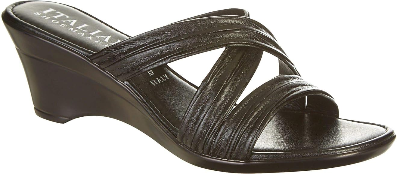 italian shoemakers black wedge sandals