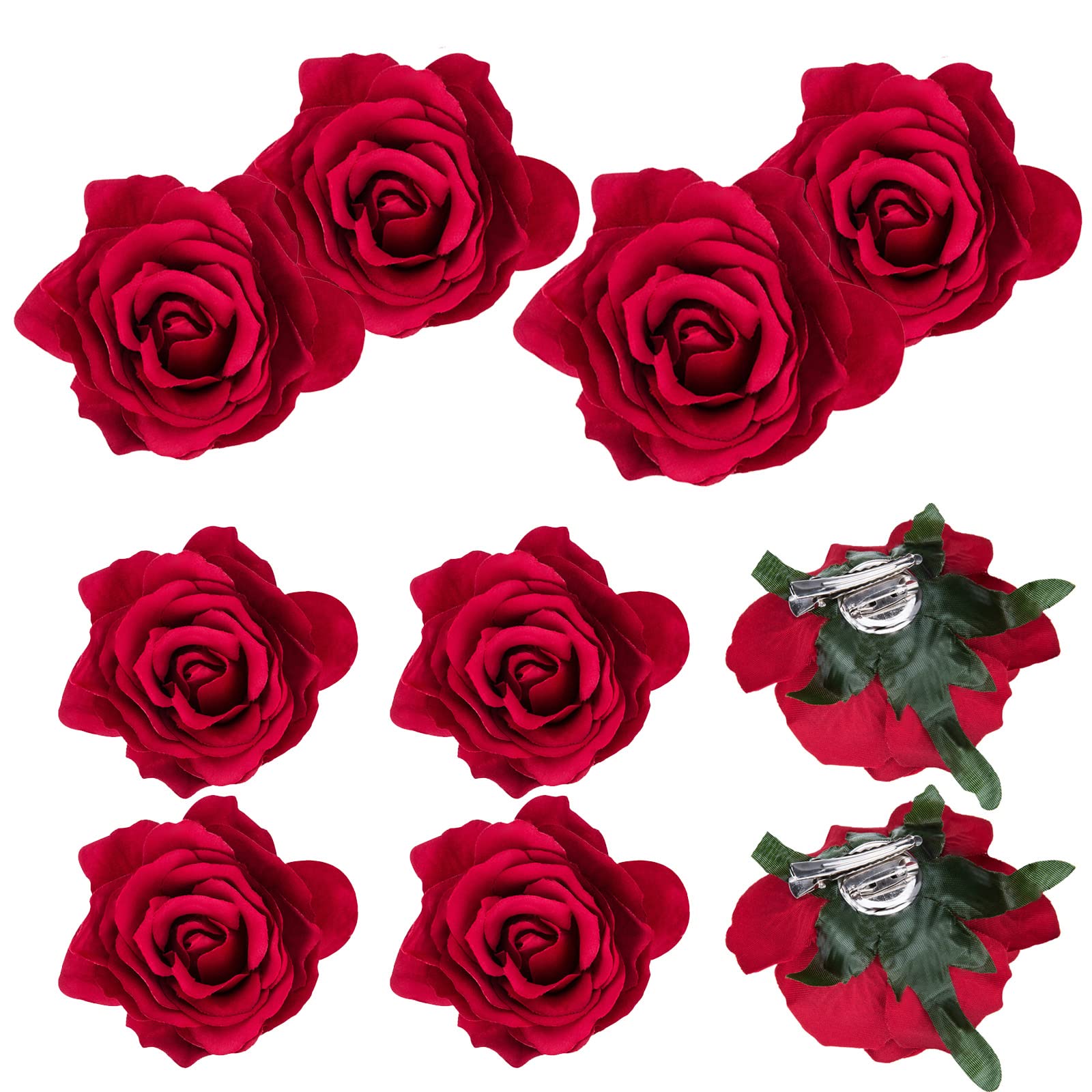 Outus 8 Pcs Rose Hair Pins Medium Red