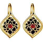 Peireara Gold Flower Earrings for Women - 925 Sterling Silver Gold Flower Leverback Earrings - Jewelry Gifts for Mom Wife Best Friend or Her