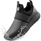 Delobi Non Slip Work Shoes for Men Slip On Food Service Kitchen Chef Restaurant Shoe Waterproof Slip Resistant Walking Sneakers Lightweight Comfortable Working Footwear Leather