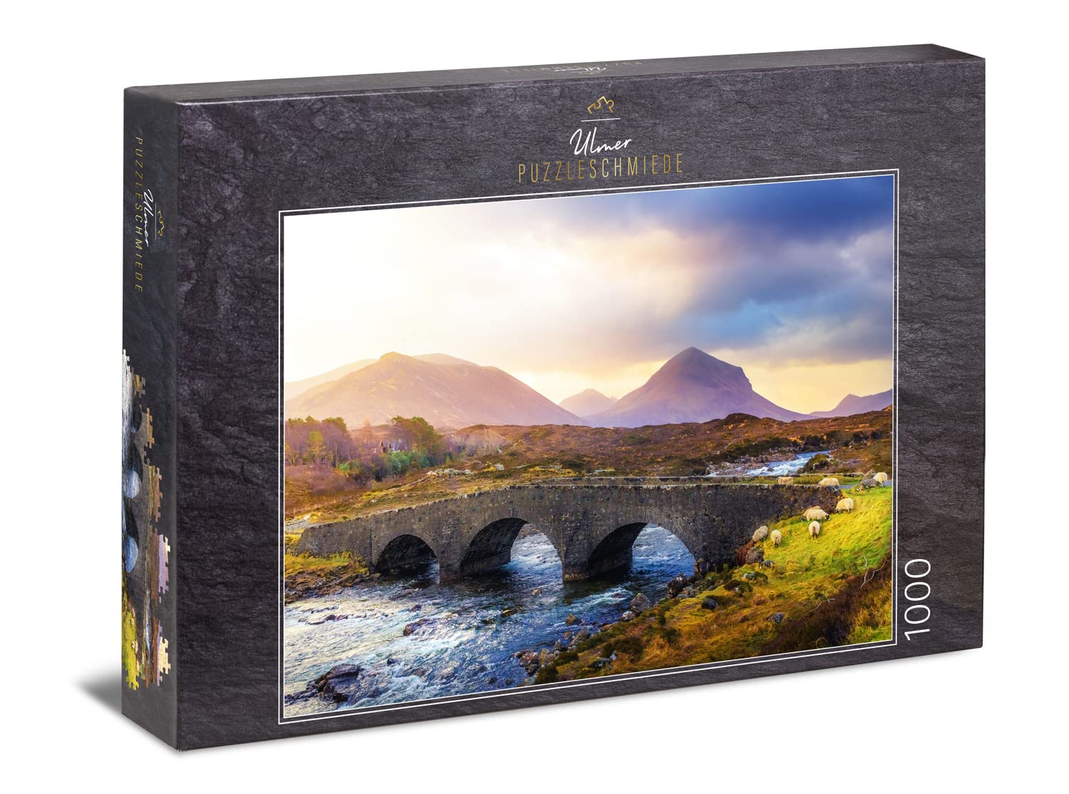 Ulmer Puzzleschmiede, ‘Sligachan Bridge’ Jigsaw Puzzle, Classic 1000-Piece Scotland Puzzle, Historical Bridge Over Sligachan River on Skye, The Scottish Highlands