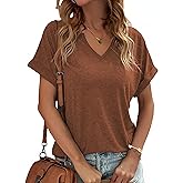 XMTOPYE Womens Summer Tops Short Sleeve Shirts for Women V Neck Basic Fashion Clothes