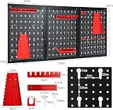 TANGZON Pegboard Wall Organizer Kit 3 Pegboards Black Red Hardware Rack view 6
