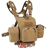 VOTAGOO Binocular Harness Case Bino Chest Pack with Magnetic Closure and MOLLE System Water-repellent for Hunting (Combination, Brown)