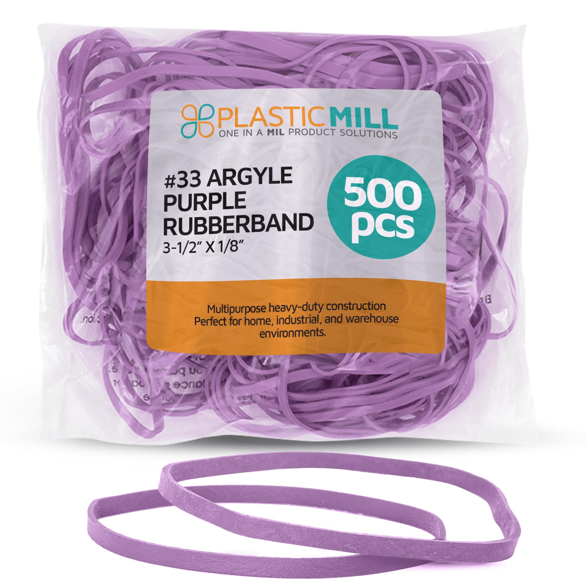 PlasticMill Rubber Bands - #33 Size - Argyle Purple Rubberbands - 1LB/500 Count