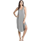 GYS Long Nightgown for Women - Viscose Made from Bamboo, Soft Sleeveless Sleep Shirt Summer Racerback Sleep Dress