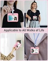 Uniclife ID Badge Holder Double-Sided Windows Pink Card Protector Case view 6