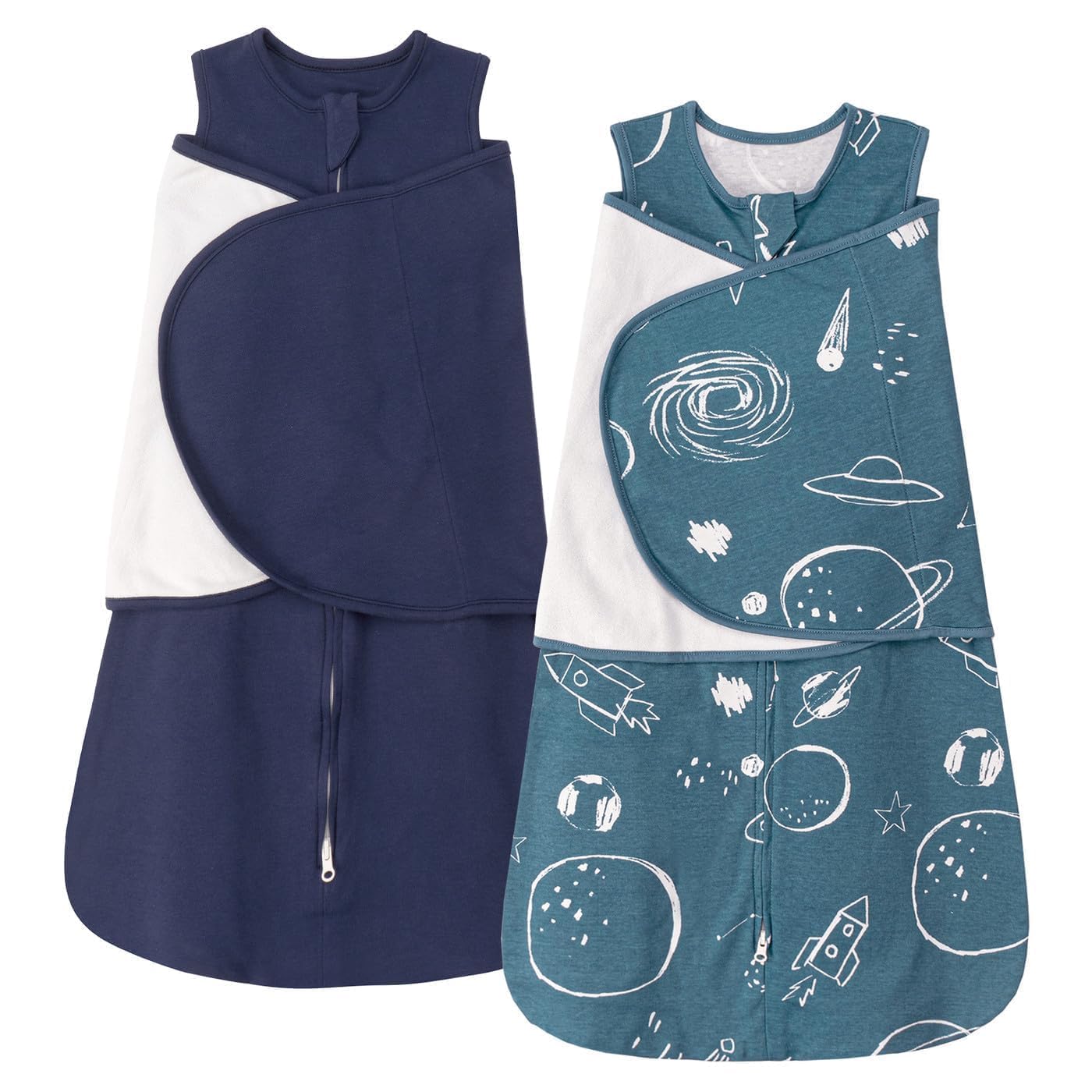 Photo 1 of ZIGJOY Sleep Sack Swaddle 1.0 Tog Baby Wearable Blanket 100% Cotton Baby Swaddle Blanket for Newborns 0-6 Months Space&Blue