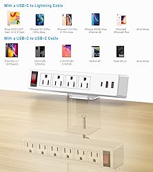 VILONG Desk Clamp Power Strip with USB, 2 in 1 Dual