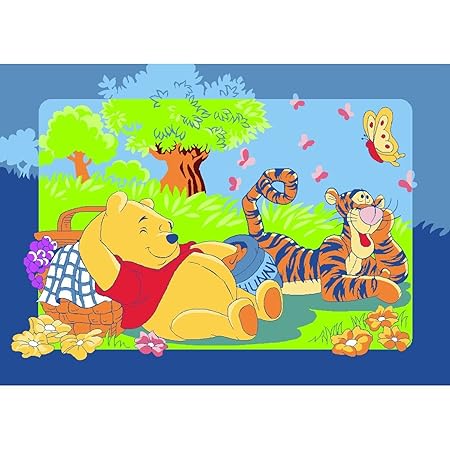 Winnie the Pooh mit Tigger beim Picknick Teppich Kinderteppich Kinder Teppich Spielteppich Winnie the Puuh 95 x 133 cm ein mu