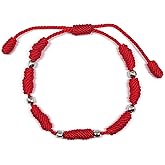 MYSTIC JEWELS By Dalia – Kabbalah Bracelet – 7 Knots of Red Thread with Balls – Unisex – Adjustable – Eye Protection – Good Luck