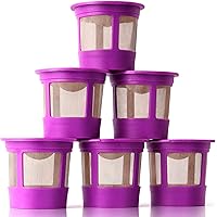 6 Reusable K Cups for Keurig - Universal Fit 1.0 & 2.0 Keurig Coffee Makers - 6 Purple Refillable Kcups Coffee Filters…