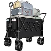 SUNNYFEEL 500LBS Push Pull Wagon Cart, Heavy Duty Foldable Wagon | Utility Cart with Rear Tailgate for Camping, Fishing, Gardening, Shopping