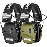 PROHEAR 2 Pack Digital Electronic Shooting Ear Protection 5X Sound Amplification Earmuffs, 23dB NRR Low Profile Noise Reduction Hearing Protection for Gun Range and Hunting, Green&Black