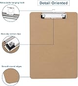 ZCZN A4 Hardboard Clipboard with Low Profile Clip and Retractable Hole view 3