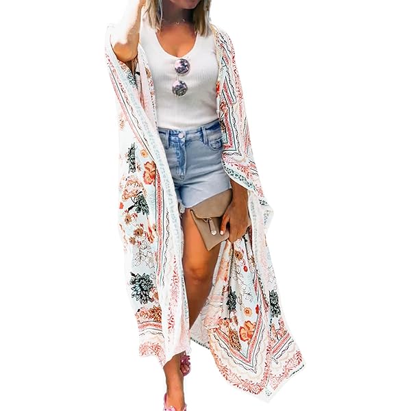 Available In Various Colors. Long Printed Kimono Bikini Cover Up At Rs - Foto 8