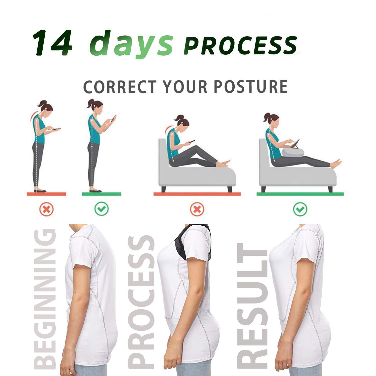 Posture Corrector for Women and Men - FDA Approved Adjustable Upper Back Brace for Clavicle Support and Pain Relief from Neck, Back & Shoulder - Correct Slouching, Hunching & Bad Posture