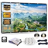 Projector Screen 120 Inch, Portable Projector Screen with 16:9 HD 4K Screen for School Home Theatre Cinema, Foldable Projecto