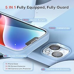 TOCOL 5 in 1 for iPhone 14 Case, with 2 Pack Screen