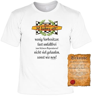 Zum 30 Geburtstag Auto Sprüche Tshirt 30 Jahre Alt Wenig