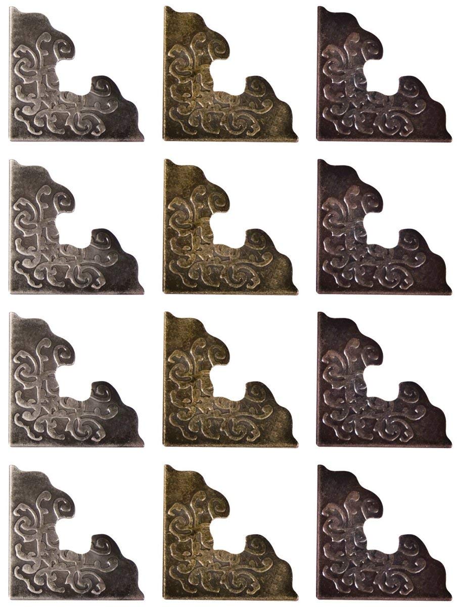 Tim Holtz Metal Corners, 12 per pack, 1 Inch, Antique Finishes, TH92789