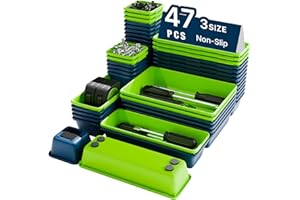Vexercisehoop Tool Box Organizer, Tool Drawer Organizer Trays – 47pcs Blue and Green Set with EVA Non-silp Pads for Garage Storage Desk Drawers & Tool Chest Inserts(Blue & Green 47PCS)