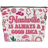 Ythuil Nashville Travel Makeup Bag, Nashville Lover Gift Cosmetic Bag, Country Music Themed Gifts For Traveller Women Friends Sister, Birthday Christmas Bachelorette Party Favors for Girl
