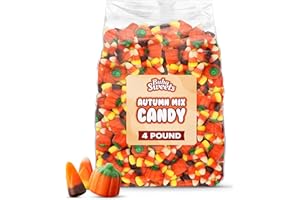 BUHA SWEETS Bulk Autumn Mix Candy 4 Pound Bag - Assorted Fall Flavors, Classic & Harvest Candy Corn, Pumpkin Shaped Halloween Candies Variety For Halloween Parties, Buffets and Treats