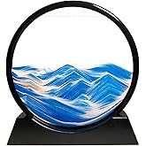 HYUGF Moving Sand Art Picture Decor, 3D Deep Sea Sandscape Liquid Motion, Round Glass Frame Display Flowing Sand Relaxing Gif
