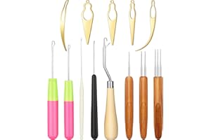 WILLBOND 13 Pcs Dreadlocks Tool Set Includes 5 Latch Hook Crochet Needles, 3 Dreadlocks Crochet Hook and 5 Locking Hair Extensions Tool for Locs, Sisterlocks, Easyloc Hair