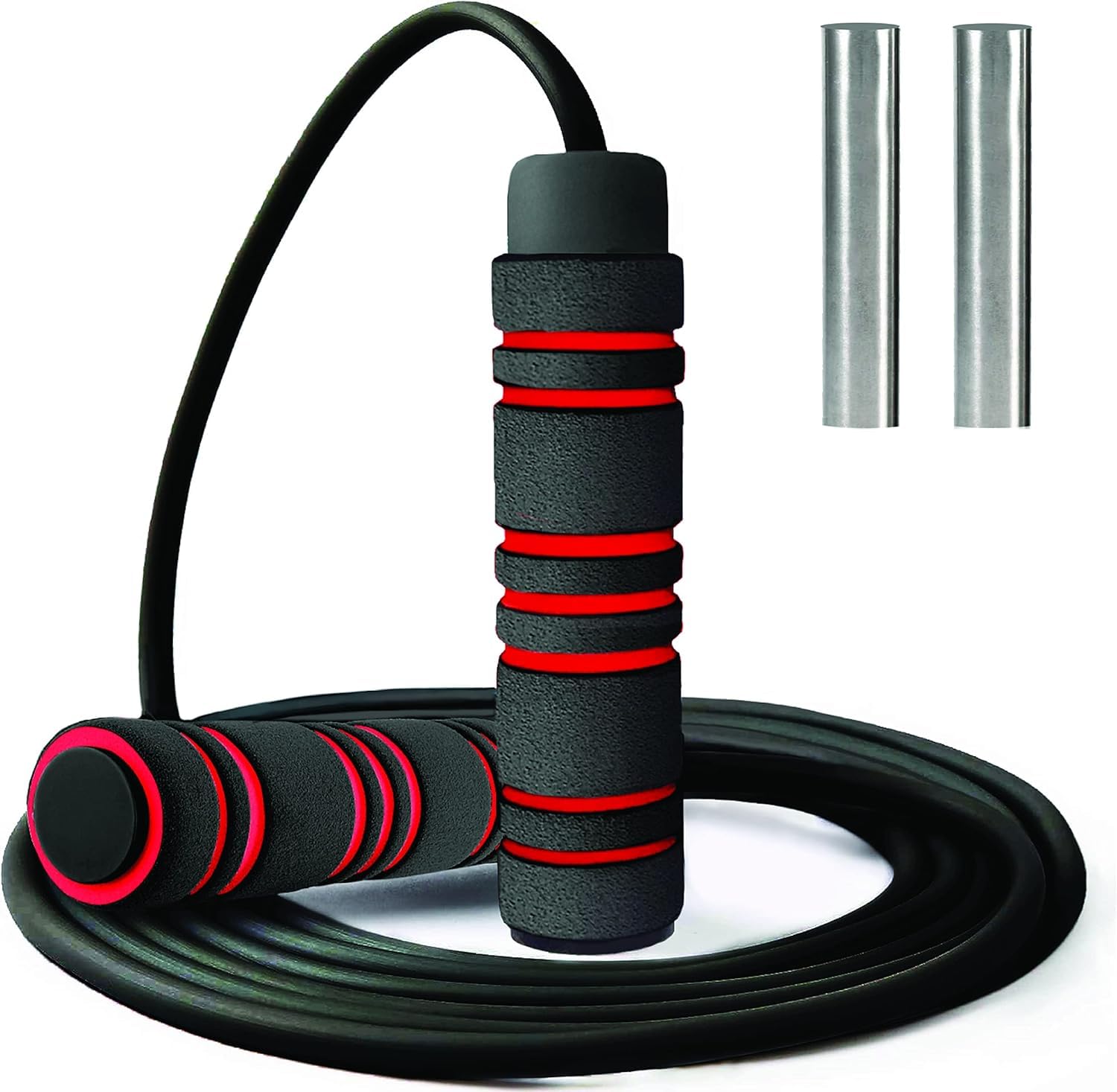 Photo 1 of Weighted Jump Rope Workout (1LB) - Tangle-Free Ball Bearing Speed Skipping Rope for MMA Boxing Weight-loss Crossfit Fitness Home Exercise - Adjustable Rope Foam Handles for Men Women Cardio Training