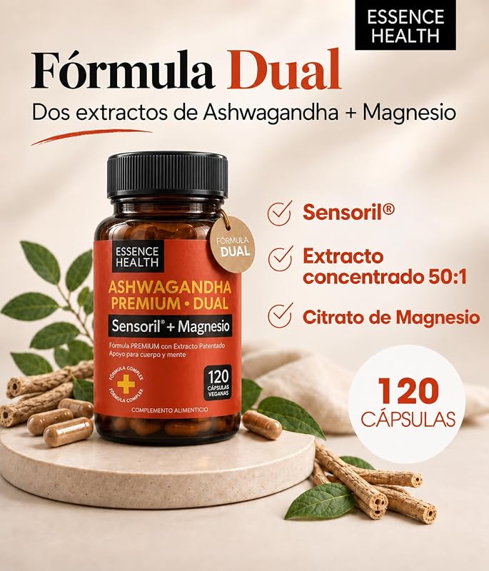 Ashwagandha Sensoril | Equivalente a 6250mg | Con Magnesio | 120 Cáps