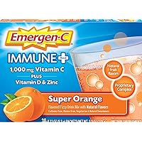 Immune+ 1000mg Vitamin C Powder, with Vitamin D, Zinc, Antioxidants and Electrolytes for Immunity, 1 Box (30 Count)